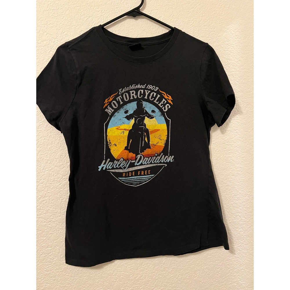 Harley-Davidson Womens Ride Free Graphic T-Shirt Black Baxters Bidwell OH Small